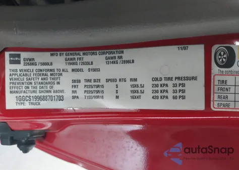 2008 Isuzu I-290 S from USA, damaged, VIN 1GGCS199688701703